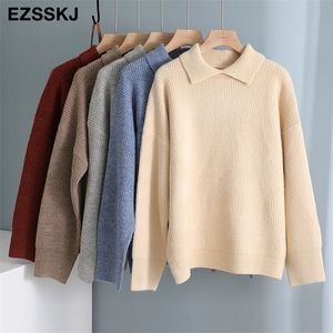 Chic Casual Oversize Autumn Winter Cashmere Gruby sweter kobiety wielki rękaw luźne sweter pullover dziewczyna jumper top 201221