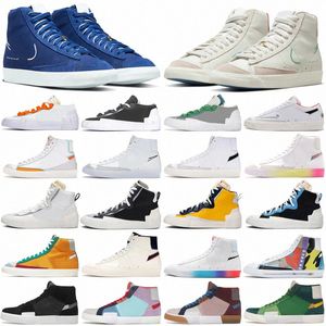 Blazer Mid 77 Sapatos casuais baixos vintage homens homens pretos brancos multi -color