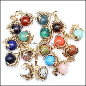 Charms Drachenklaue Runder Stein Rosenquarz Kristall Anhänger Heilung Rosa Kristalle Modeschmuck Herstellung Großhandel Drop D Dhseller2010 Dhzsj