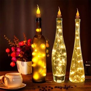 2m 20led bakır tel lamba şarap şişesi mantar sıcak beyaz pille güçlendirilmiş LED ip ışığı DIY parti dekorasyonu Noel y201020