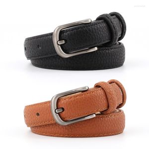 Belts Latest Female Fine Leather Belt For Women Waist 2022 Designer Pin Metal Silver Ceinture Jeans DressBelts Emel22