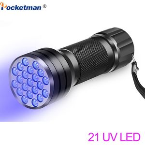 УФ-фонарик 21LED 12LED Light 395-400nm Светодиодные фонарики linterna Torch Ультрафиолетовая лампа черного света