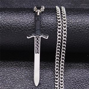 Anhänger Halsketten Viking Schwert Edelstahl Aussage Halskette Für Frauen/Männer Silber Farbe Lange Schmuck Colgante Hombre N4053S05