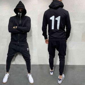 Casual suit men's Korean youth sports fitness running basketball Hooded Sweater slim legged pants