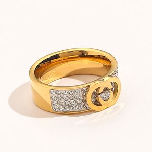 Klasik Lüks Takı Tasarımcı Yüzükleri Kadınlar Düğün Malzemeleri Sevgi Diamond 18K Altın Kaplama Paslanmaz Çelik Yüzük İnce Parmak Yüzük Toptan ZG1308