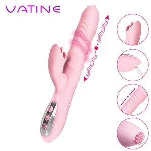 Vuxna produkter 10 Frekvens vagina klitoris stimulering vibrator trolle uppvärmning teleskop dildo sexiga leksaker för kvinnor