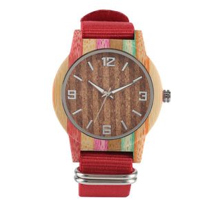 Zegarek dla kobiet naturalny bambusowy kwarc drewniany zegarek super lekki drewniany zegarki Luminous ręce na nadgarstka nylon bandwristwatches