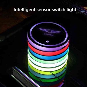 LED SMART CUP LED USB Light Water Holder Light Car Drink Lampa do Genesis GV80 G80 G70 G90 GV60 GV70 Akcesoria Y220708