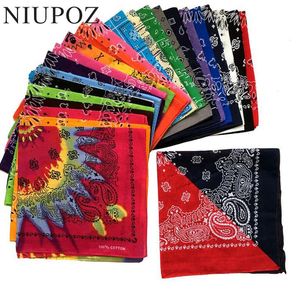 Fashion Hip Hop 100 Cotton Bandana Square Scarf 55cm Black Red Paisley Headband Printed For Women Boys Girls