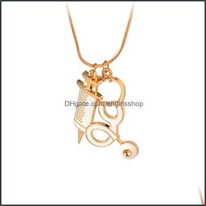 Colliers pendants pendentifs bijoux st￩thoscope m￩dical Collier Collier Men Femmes Gift pour l'infirmi￨re Doctor St Dhuna