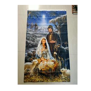 Nativity Birth of Jesus Christ 3x5ft Flags Banners 100%Polyester Digital Printing For Indoor Outdoor High Quality Advertising Promotion with Brass Grommets