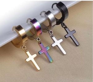 4 Colors Allergy Free Cross Ear Clasp Stud Fashionable Titanium Punk Ear Studs Stainless Steel Earrings wholesale