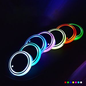 1pcs 7colors LED Car Cuc Cup Holder Lights لتغيير USB Coaster Water Cup Cup Pad Auto Auto Auto Auto Auto