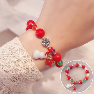 Natural Chalcedony Beaded Bracelet Designer Ladies Gourd Leaf Pendant Bracelet High Quality Fashion Jade Exquisite Lucky Jewelry Wholesale With Box