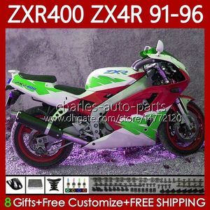 Bodywork For KAWASAKI NINJA ZXR-400 ZX 4R Cowling ZXR 400 CC 400CC Pink green Fairing 138No.119 ZX-4R ZXR400 91 92 93 94 95 96 ZX4R 1991 1992 1993 1994 1995 1996 Body Kit