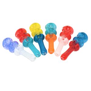 Latest Colorful Pyrex Thick Glass Pipes Dry Herb Tobacco Triple Bowl Handpipe Portable Oil Rigs Bong Smoking Filter Tube Holder Handmade DHL Free