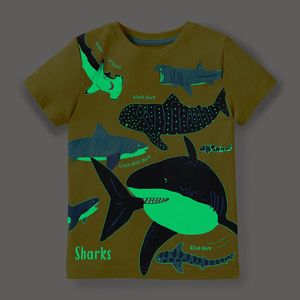 SAILEROAD Summer T Shirt Cotton Short Sleeve Cartoon Whale Luminous T shirts Kids Tee Girl Tops Boys Children Clothes 220611