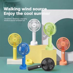 Hushåll Sundries Portable USB Raddningsbar fläkt Mini Handhållen Air Cooling Fan Desktop Ventilation Fans med Base lägen för resor utomhuskylare
