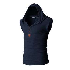 Brand Stretchy Ärmlös Skjorta Casual Fashion Hooded Tank Top Men Outwear Fitted Slim Clothing 220331