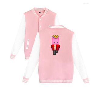 Heren Hoodies Sweatshirts TechnoBlade Merch Zip Up Baseball Uniform Fleece Jacket Women Men Streetwear Hip Hip Lange Mouw Pink