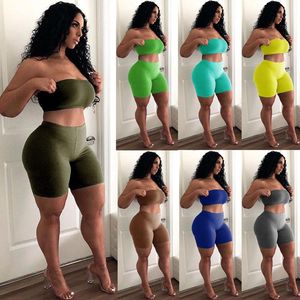 Kadınların Trailtsits Seksi yaz mahsulü üst ve bisikletçi şortu 2 adet Set Sıradan Kadınlar Bodycon Trailsuit Jogging Femme Giysileri Set Setswomen