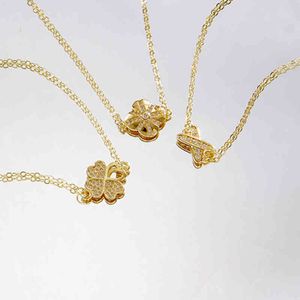 Wholesale south korea necklaces for sale - Group buy Japan and South Korea Brass Plated k Real Gold High Color Retention Pendant Fashion Design Feeling Clover Zircon Necklace