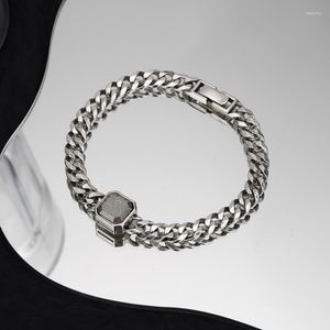 Link Chain S925 Sterling Silver Cuban Thick White Tea Bracelet Hip Hop Style Couple European And American Jewelry Fawn22