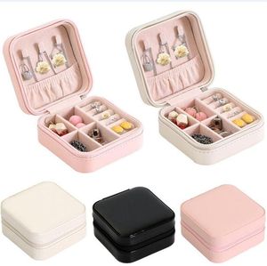 PU Leather Jewelry Box Small Travel Jewellery Organizer Storage Case for Rings Earrings Necklace Beads Pendants