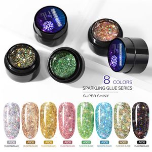 Glitzer-Nagellack, Gelfarbe, Hybridlacke, glänzender Top-Basislack, semi-permanent für Maniküre-Nagelkunstgele