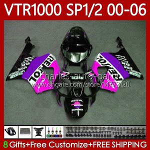 Ciało OEM dla Honda VTR RTV 1000 Vtr1000 00 01 02 2004 2005 2006 2006 Nadwozie 123NO.170 RC51 SP1 SP2 VTR-1000 2000 2002 2002 2003 04 05 06 Repsol Różowy RTV1000 00-06 Owalnia