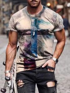 Herr t-shirts 2022 tshirts mode casual tryckt abstrakt streetwear t shirt cross skjortor män
