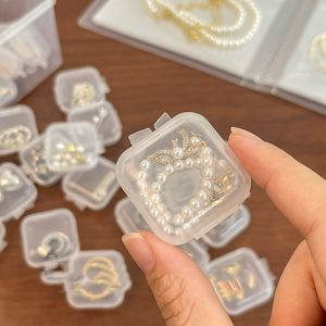 Transparante plastic kleine medicijndoos Opbergdoos met deksel Handige oorbelring Sieraden U-schijf Telefoonkaart Oordopje Thuislevering