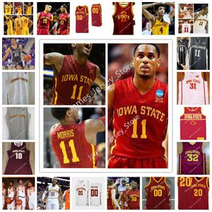 Anpassade Iowa State Cyclones Sömda baskettröjor 11 Monte Morris 50 DeAndre Kane 30 Royce White 5 Marcus Fizer 0 Blake Hinson 1 Izaiah Brockington Tyrese Hunter