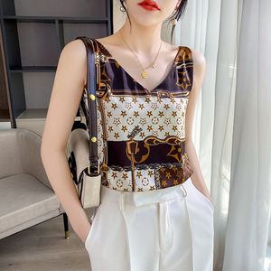 Women's Tanks Camis Summer Clothes New Korean Version of Satin Suspenders Chiffon Vest Mulberry Silk Slimming Floral Vest Women Thin Style