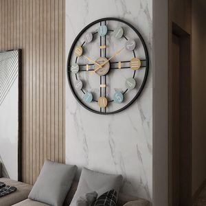 Zegary ścienne Europejski zegar żelazny zegar nordycki minimalistyczny kreatywny wiszący horloge pieczenie farba metalowa domowa salon dekorewallllalllall