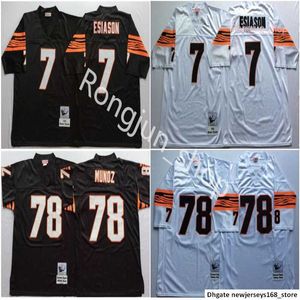 Najwyższej jakości NCAA Men Football 7 Boomer Esiason 78 Anthony Munoz Koszulki Home Black White Away Stitch Vintage