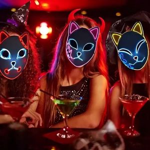 Maschere per feste in costume di Halloween Cute Cat Fox Cartoon Anime LED Maschere per il viso FY7942 823