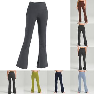 Yoga clothes Grooves summer high quality womens flared pants high-waisted tight-fitting belly show figure sports yogas nine-point pants Simple 22SS