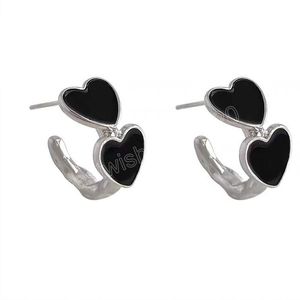 Heart Dangle Earrings Vintage Style Simple Metal C Shaped Black Earrings For Women Party Gifts 2022 Trendy Jewelry