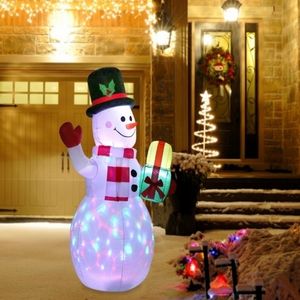 150 cm Weihnachten Aufblasbare Schneemann Puppe LED Nachtlicht Luftpumpe Aufblasbare Spielzeug Party Weihnachtsdekorationen UK US EU Stecker 201027