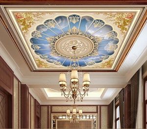 Sky stereoscopic 3d ceiling mural wallpaper 3d photo murals wallpapers for living room bedroom stickers papel de parede wall decaration ceilings