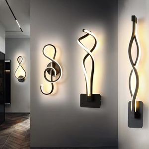 Wall Lamp Modern Minimalist LED Creative Wave Bedroom Bedside Living Room Sofa Background Indoor Lighting Home Aisle LightingWall