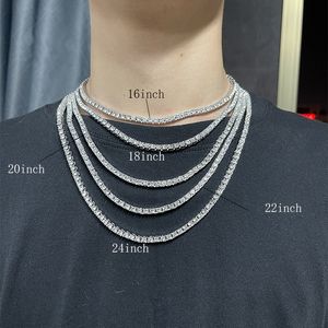 Tennis Chain Diamond Necklace Luxury Shine Crystal Cut Zircon Mens Womens Necklaces Fashion Hip Hop Jewelry Party Gift