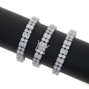 Neues Lab-Diamant-Armband, Zirkonia, Tenniskette, Damen, Herren, Paar, Hochzeit, Verlobung, versilbert, vereist, Bling-Schmuck