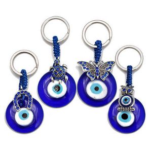 Vlinder blauw boze oog sleutelhangers uil schildpad hanger slijtage voor tas auto sleutelhangers van Turkse groothandel juwelen accessoires geschenken