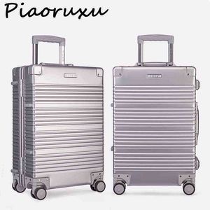 Aluminium stopu retro spinner cal calowy walizka podróżna wózek Rolling bagaż torba na kołach J220707