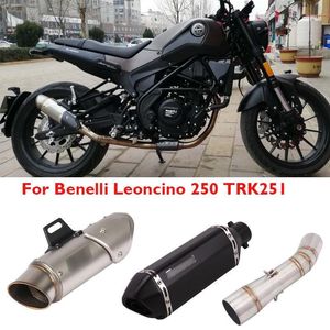 Avgasrör Motorcykel Full Slip On System Connect Link ljuddämpare Tips för Benelli Leoncino 250 TRK251