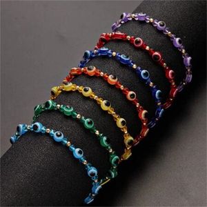 Regenbogen-Kristallperlen, blaues böses Auge-Armband für Paare, Männer und Frauen, verstellbares Seil, Glück, LGBT-Freunde, Handgeflecht, Schmuck, Geschenke, GC1069