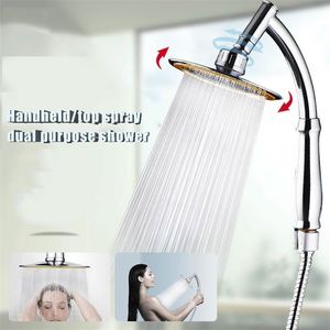 6 Inch Adjustable 2 Mode ABS Bathroom Shower Head Large Rainfall High Pressure Hand Held 220401