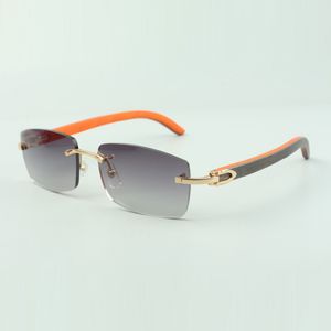 Schlichte Sonnenbrille 3524012 mit orangefarbenen Holzstäben und 56-mm-Gläsern für Unisex